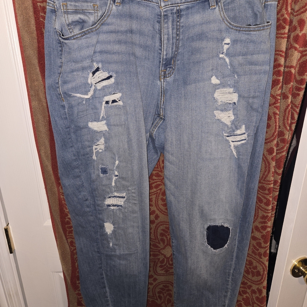 Lane Bryant Light Blue Distressed Boyfriend Jeans